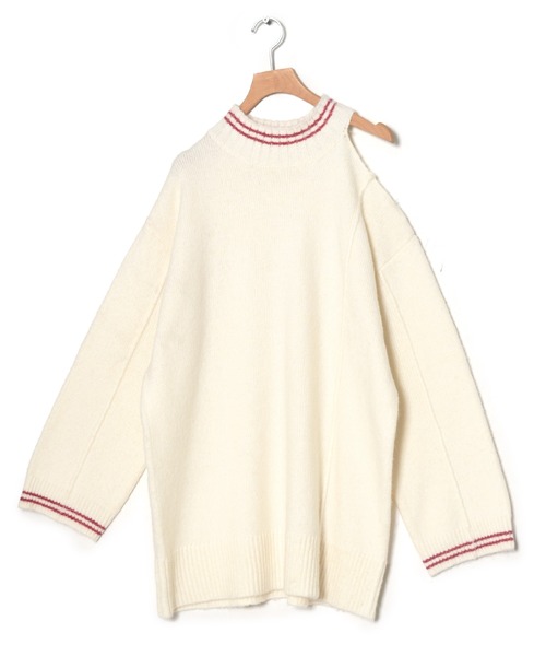 Alley by w closet(アリーバイダブルクローゼット)の「【Alley】肩あきロングニットプルオーバー(ニット/セーター・レディース・オフホワイト/チャコールグレー・FREE)」の12枚目の写真