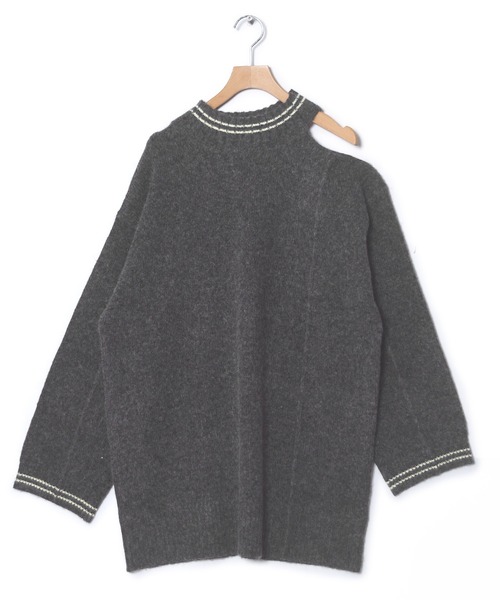 Alley by w closet(アリーバイダブルクローゼット)の「【Alley】肩あきロングニットプルオーバー(ニット/セーター・レディース・オフホワイト/チャコールグレー・FREE)」の13枚目の写真