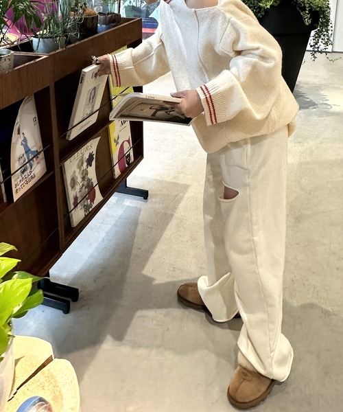 Alley by w closet(アリーバイダブルクローゼット)の「【Alley】肩あきロングニットプルオーバー(ニット/セーター・レディース・オフホワイト/チャコールグレー・FREE)」の17枚目の写真
