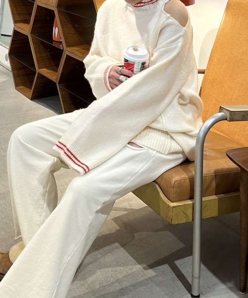 Alley by w closet(アリーバイダブルクローゼット)の「【Alley】肩あきロングニットプルオーバー(ニット/セーター・レディース・オフホワイト/チャコールグレー・FREE)」の19枚目の写真