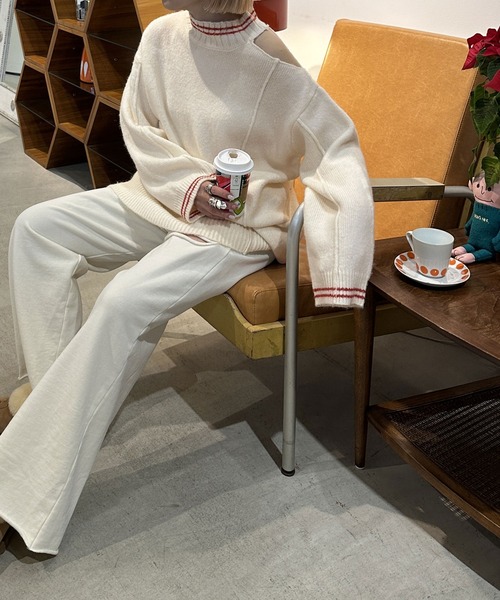 Alley by w closet(アリーバイダブルクローゼット)の「【Alley】肩あきロングニットプルオーバー(ニット/セーター・レディース・オフホワイト/チャコールグレー・FREE)」の20枚目の写真