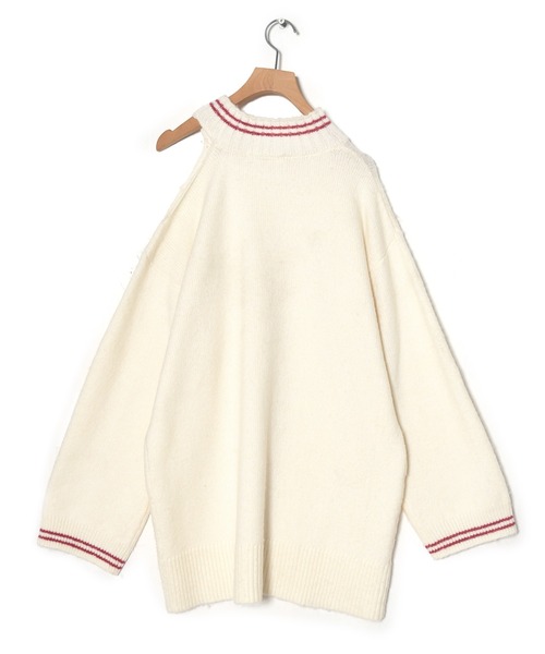 Alley by w closet(アリーバイダブルクローゼット)の「【Alley】肩あきロングニットプルオーバー(ニット/セーター・レディース・オフホワイト/チャコールグレー・FREE)」の9枚目の写真