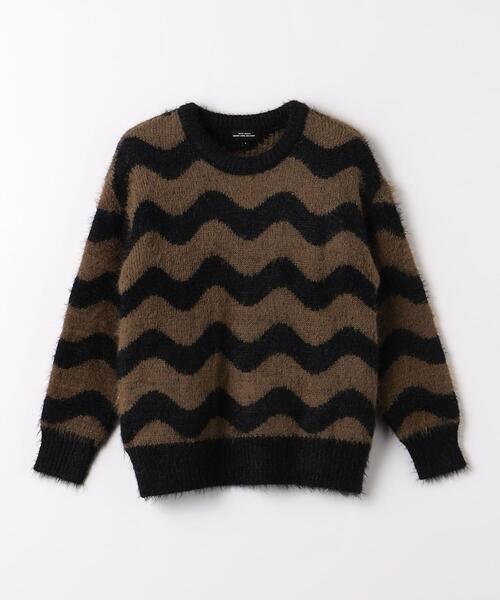 green label relaxing（グリーンレーベルリラクシング）の「TJ ウェーブボーダー プルオーバー 100cm-110cm（ニット/セーター・キッズ・ライトブルー/ブラック・XS110/S130）」の2枚目の写真