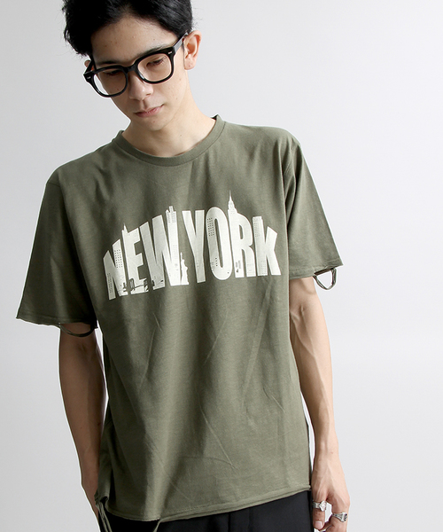 WEGO(ウィゴー)の「WEGO/クラッシュプリントTシャツ(Tシャツ/カットソー・メンズ・ブラック/カーキ/ホワイト・MEDIUM/LARGE)」の3枚目の写真