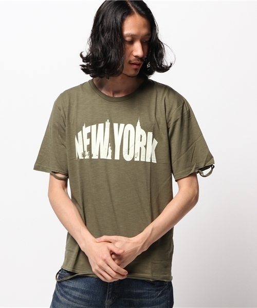 WEGO(ウィゴー)の「WEGO/クラッシュプリントTシャツ(Tシャツ/カットソー・メンズ・ブラック/カーキ/ホワイト・MEDIUM/LARGE)」の12枚目の写真