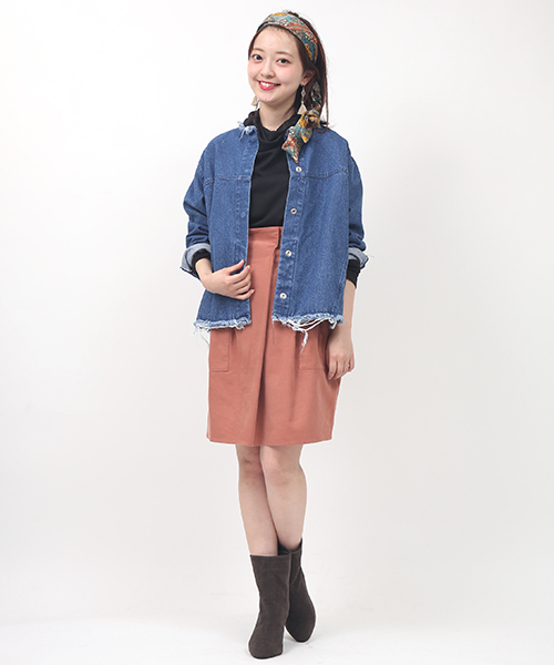 mystic（ミスティック）の「【mystic】ﾃﾞﾆﾑﾌﾘﾝｼﾞｼﾞｬｹｯﾄ（デニムジャケット・レディース・ブルー/ネイビー・FREE）」の3枚目の写真