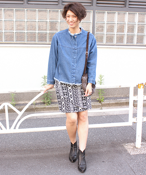 mystic（ミスティック）の「【mystic】ﾃﾞﾆﾑﾌﾘﾝｼﾞｼﾞｬｹｯﾄ（デニムジャケット・レディース・ブルー/ネイビー・FREE）」の6枚目の写真