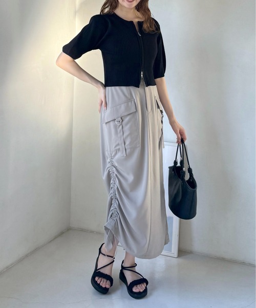 mysty woman（ミスティウーマン）の「ドロストアレンジカーゴスカート 106945（スカート・レディース・チャコールグレー/ライトベージュ/アイボリー・FREE）」の18枚目の写真