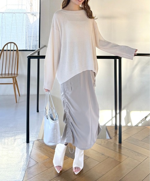 mysty woman（ミスティウーマン）の「ドロストアレンジカーゴスカート 106945（スカート・レディース・チャコールグレー/ライトベージュ/アイボリー・FREE）」の20枚目の写真