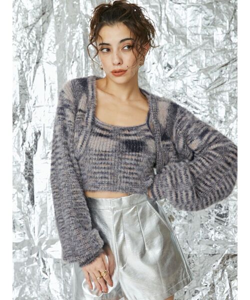 EVRIS（エヴリス）の「フェザーラメアンサンブルニットトップス（ニット/セーター・レディース・グレー/ピンク/オレンジ・FREE）」の12枚目の写真