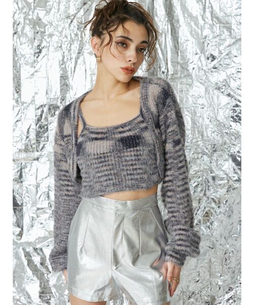 EVRIS（エヴリス）の「フェザーラメアンサンブルニットトップス（ニット/セーター・レディース・グレー/ピンク/オレンジ・FREE）」の13枚目の写真