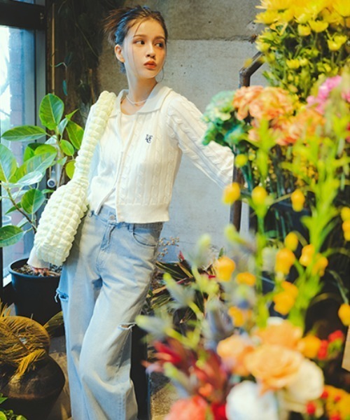 LOVETOXIC（ラブトキシック）の「ダメージワイドパンツ（その他パンツ・キッズ・グレー/サックスブルー/ライトブルー/ライトグレー・S/M/L）」の4枚目の写真