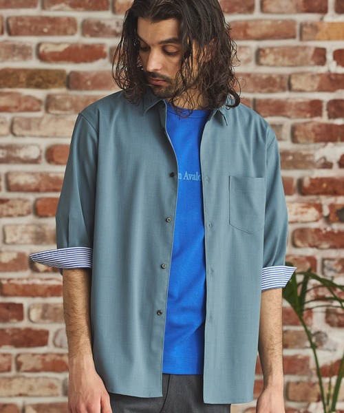 RATTLE TRAP（ラトルトラップ）の「ストレッチカチオン七分袖シャツ（シャツ/ブラウス・メンズ・ベージュ/ネイビー/ブラウン/ブルー/ライトブルー・S/M/L/LL）」の3枚目の写真