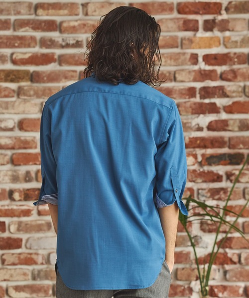 RATTLE TRAP（ラトルトラップ）の「ストレッチカチオン七分袖シャツ（シャツ/ブラウス・メンズ・ベージュ/ネイビー/ブラウン/ブルー/ライトブルー・S/M/L/LL）」の8枚目の写真