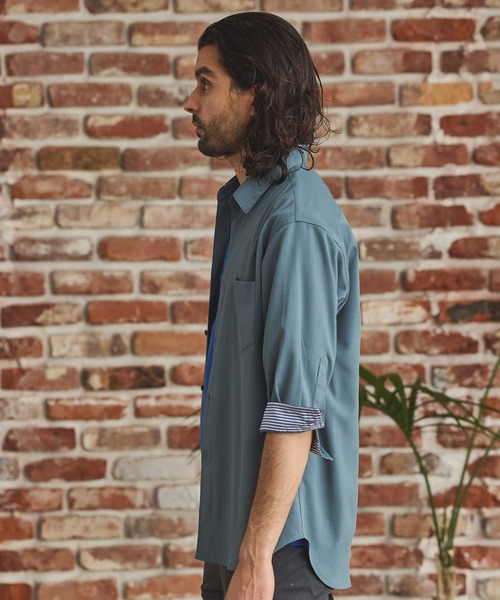 RATTLE TRAP（ラトルトラップ）の「ストレッチカチオン七分袖シャツ（シャツ/ブラウス・メンズ・ベージュ/ネイビー/ブラウン/ブルー/ライトブルー・S/M/L/LL）」の11枚目の写真