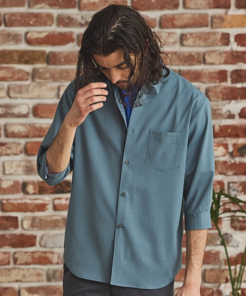 RATTLE TRAP（ラトルトラップ）の「ストレッチカチオン七分袖シャツ（シャツ/ブラウス・メンズ・ベージュ/ネイビー/ブラウン/ブルー/ライトブルー・S/M/L/LL）」の14枚目の写真