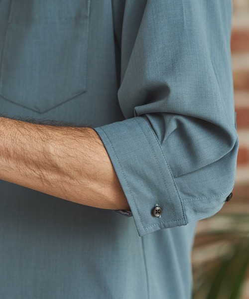 RATTLE TRAP（ラトルトラップ）の「ストレッチカチオン七分袖シャツ（シャツ/ブラウス・メンズ・ベージュ/ネイビー/ブラウン/ブルー/ライトブルー・S/M/L/LL）」の15枚目の写真