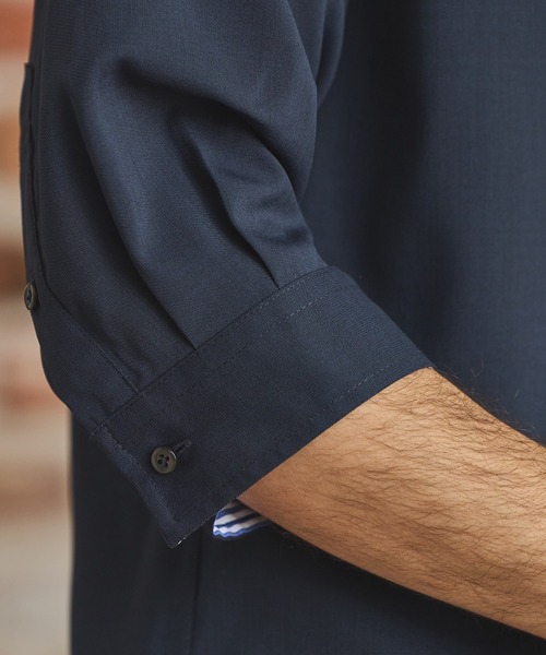 RATTLE TRAP（ラトルトラップ）の「ストレッチカチオン七分袖シャツ（シャツ/ブラウス・メンズ・ベージュ/ネイビー/ブラウン/ブルー/ライトブルー・S/M/L/LL）」の20枚目の写真