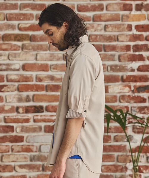 RATTLE TRAP（ラトルトラップ）の「ストレッチカチオン七分袖シャツ（シャツ/ブラウス・メンズ・ベージュ/ネイビー/ブラウン/ブルー/ライトブルー・S/M/L/LL）」の21枚目の写真