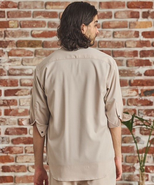 RATTLE TRAP（ラトルトラップ）の「ストレッチカチオン七分袖シャツ（シャツ/ブラウス・メンズ・ベージュ/ネイビー/ブラウン/ブルー/ライトブルー・S/M/L/LL）」の22枚目の写真