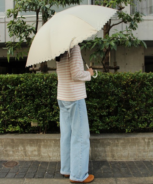 ALWAYS GOOD TIME(オルウェイズグッドタイム)の「【一級遮光・晴雨兼用】UV日傘/PARASOL/パラソル フラワーヒートカット(長傘・レディース・ブラック/ベージュ/ラベンダー・F)」の8枚目の写真