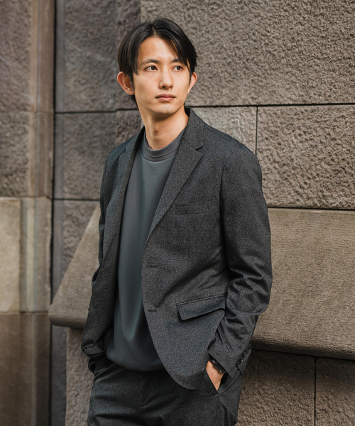 EDIFICE(エディフィス)の「メランジ ジャージ 2B ジャケット【セットアップ着用可】(テーラードジャケット・メンズ・ベージュ/ネイビー/ブラック・SMALL/MEDIUM/LARGE/X-LARGE)」の6枚目の写真