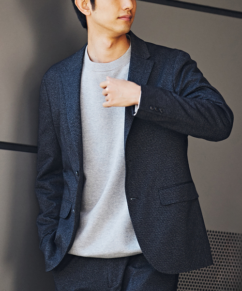 EDIFICE(エディフィス)の「メランジ ジャージ 2B ジャケット【セットアップ着用可】(テーラードジャケット・メンズ・ベージュ/ネイビー/ブラック・SMALL/MEDIUM/LARGE/X-LARGE)」の12枚目の写真