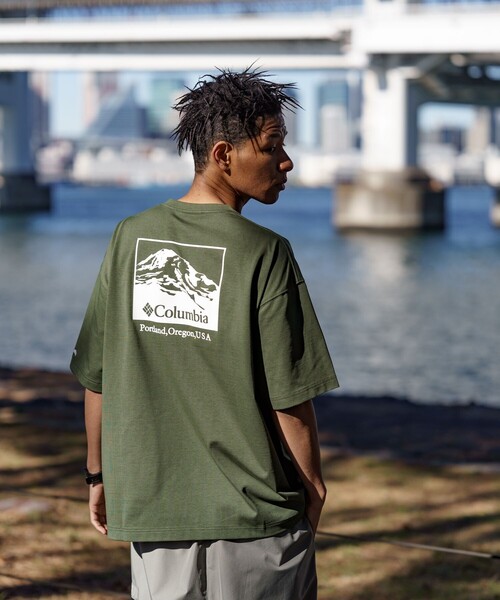 FREAK'S STORE(フリークスストア)の「限定展開 Columbia×FREAK'S STORE/コロンビア 別注 インペリアルパーク バックプリント クルーネックTシャツ(Tシャツ/カットソー・メンズ・ホワイト/ブラック/ベージュ/グレー/グリーン/ホワイト系その他/ブラック系その他/グレー系その他/ベージュ系その他/グリーン系その他・SMALL/MEDIUM/LARGE/X-LARGE)」の14枚目の写真