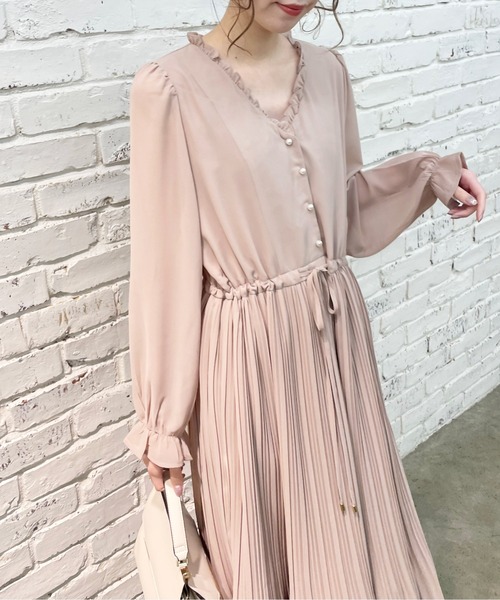 natural couture（ナチュラルクチュール）の「【mamamo】パール釦シフォンプリーツワンピース（ワンピース・レディース・ミント/その他1/その他2/ピンクベージュ/ブラック・FREE）」の20枚目の写真