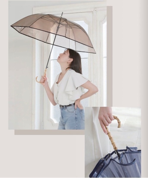 COMMON WARE（コモンウェアー）の「NT:バンブーハンドル カラービニール傘　58cm（長傘・レディース・ブラック/ネイビー/ブラウン・FREE）」の5枚目の写真