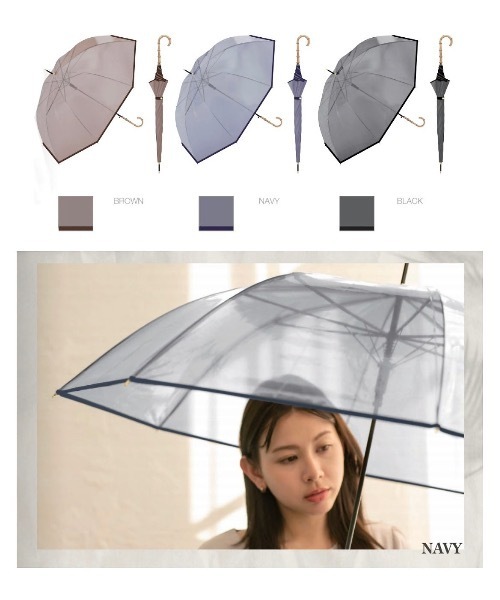 COMMON WARE（コモンウェアー）の「NT:バンブーハンドル カラービニール傘　58cm（長傘・レディース・ブラック/ネイビー/ブラウン・FREE）」の6枚目の写真