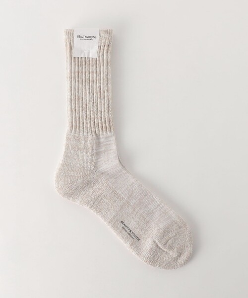 BEAUTY&YOUTH UNITED ARROWS（ビューティーアンドユースユナイテッドアローズ）の「ルーズ パイル クルー モク ソックス（ソックス/靴下・メンズ・オフホワイト/オリーブ・FREE）」の2枚目の写真