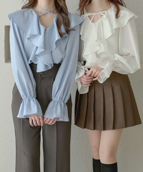 ボリュームフリルリボンブラウス／WEB/EC限定商品（シャツ
