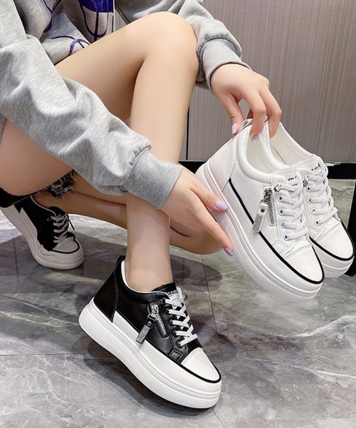 Miniministore(ミニミニストア)の「厚底スニーカー韓国 レディース疲れない靴(スニーカー・レディース・ホワイト/ブラック・22.5cm/23.0cm/23.5cm/24.0cm/24.5cm)」の9枚目の写真
