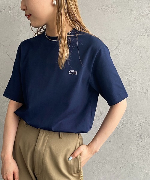 LACOSTE（ラコステ）の「[LACOSTE/ラコステ] ワンポイントロゴ クルーネックTシャツ（Tシャツ/カットソー・レディース・ブラック/サックスブルー/ネイビー/ホワイト/アイボリー/グリーン・2/3/4/5/6）」の5枚目の写真