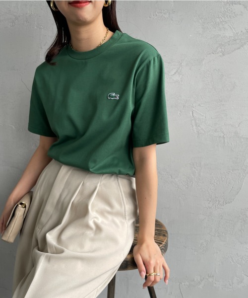 LACOSTE（ラコステ）の「[LACOSTE/ラコステ] ワンポイントロゴ クルーネックTシャツ（Tシャツ/カットソー・レディース・ブラック/サックスブルー/ネイビー/ホワイト/アイボリー/グリーン・2/3/4/5/6）」の4枚目の写真