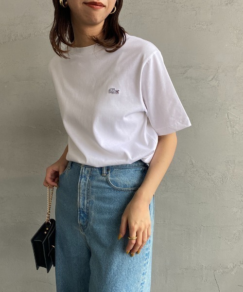 LACOSTE（ラコステ）の「[LACOSTE/ラコステ] ワンポイントロゴ クルーネックTシャツ（Tシャツ/カットソー・レディース・ブラック/サックスブルー/ネイビー/ホワイト/アイボリー/グリーン・2/3/4/5/6）」の18枚目の写真
