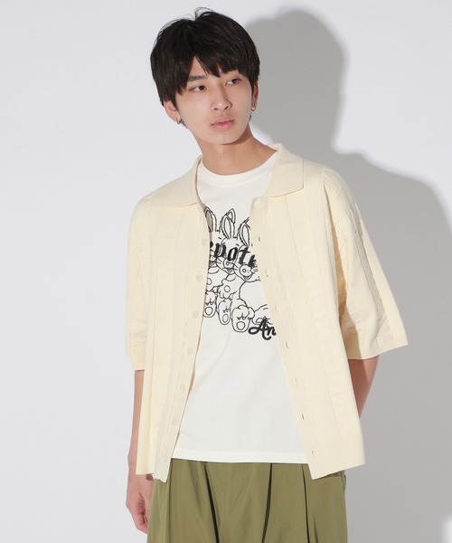 Anui(アニュイ)の「【UNISEX】ロゴ半袖ポロニットカーディガン(ニット/セーター・レディース・ブラック/オフホワイト・MEDIUM)」の9枚目の写真