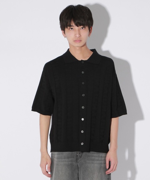 Anui(アニュイ)の「【UNISEX】ロゴ半袖ポロニットカーディガン(ニット/セーター・レディース・ブラック/オフホワイト・MEDIUM)」の13枚目の写真