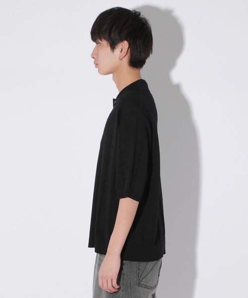 Anui(アニュイ)の「【UNISEX】ロゴ半袖ポロニットカーディガン(ニット/セーター・レディース・ブラック/オフホワイト・MEDIUM)」の14枚目の写真
