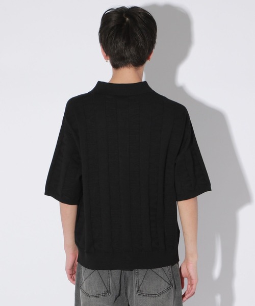 Anui(アニュイ)の「【UNISEX】ロゴ半袖ポロニットカーディガン(ニット/セーター・レディース・ブラック/オフホワイト・MEDIUM)」の15枚目の写真