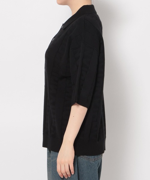 Anui(アニュイ)の「【UNISEX】ロゴ半袖ポロニットカーディガン(ニット/セーター・レディース・ブラック/オフホワイト・MEDIUM)」の17枚目の写真