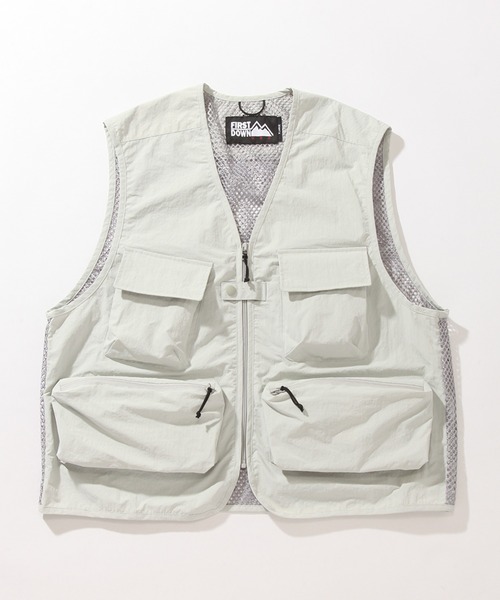 FIRST DOWN(ファーストダウン)の「【FIRST DOWN/ファーストダウン】RIVER VEST TASLAN NYLON / タスランナイロン リバーベスト 24SS(ベスト・メンズ・セージグリーン/グレー/ブラック・XL/L/M)」の2枚目の写真