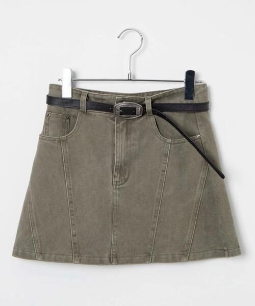 WEGO(ウィゴー)の「WEGO/ベルトデニムスカート(スカート・レディース・ブラック/カーキ・MEDIUM/SMALL)」の14枚目の写真