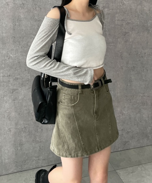 WEGO(ウィゴー)の「WEGO/ベルトデニムスカート(スカート・レディース・ブラック/カーキ・MEDIUM/SMALL)」の9枚目の写真