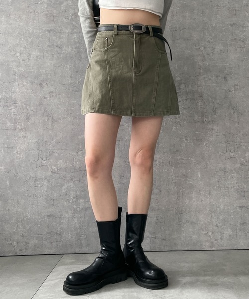 WEGO(ウィゴー)の「WEGO/ベルトデニムスカート(スカート・レディース・ブラック/カーキ・MEDIUM/SMALL)」の10枚目の写真