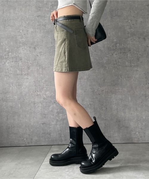 WEGO(ウィゴー)の「WEGO/ベルトデニムスカート(スカート・レディース・ブラック/カーキ・MEDIUM/SMALL)」の11枚目の写真