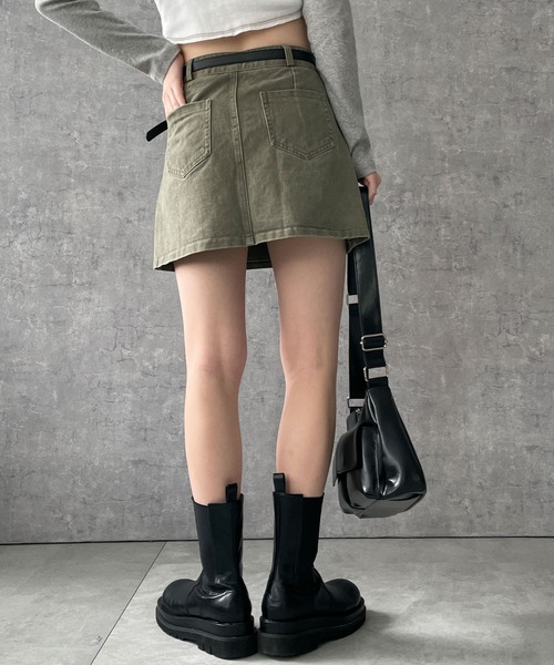 WEGO(ウィゴー)の「WEGO/ベルトデニムスカート(スカート・レディース・ブラック/カーキ・MEDIUM/SMALL)」の12枚目の写真