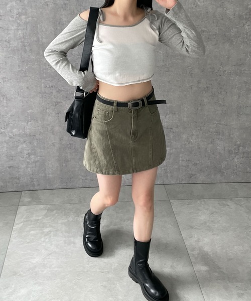 WEGO(ウィゴー)の「WEGO/ベルトデニムスカート(スカート・レディース・ブラック/カーキ・MEDIUM/SMALL)」の13枚目の写真