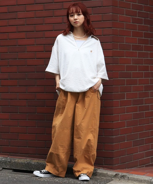 DOUBLE NAME(ダブルネーム)の「パラシュート釦タックワイドパンツ(その他パンツ・レディース・キャメル/ベージュ/ネイビー・FREE)」の6枚目の写真